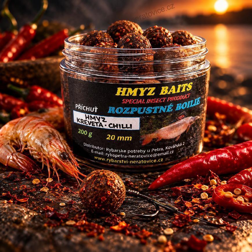 Boilie rozpustné - Hmyz/Kreveta/Chilli 20mm - 200g